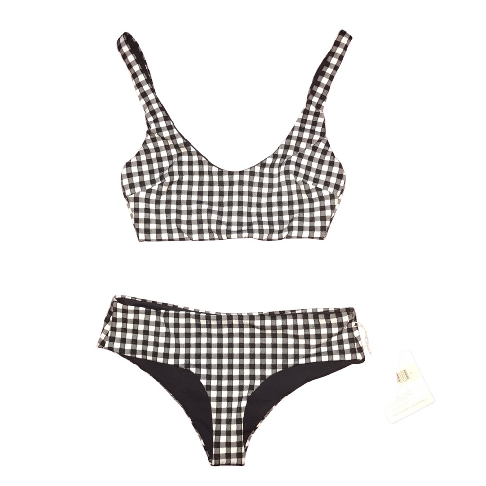 Mara Hoffman Black and White Gingham Bikini Set